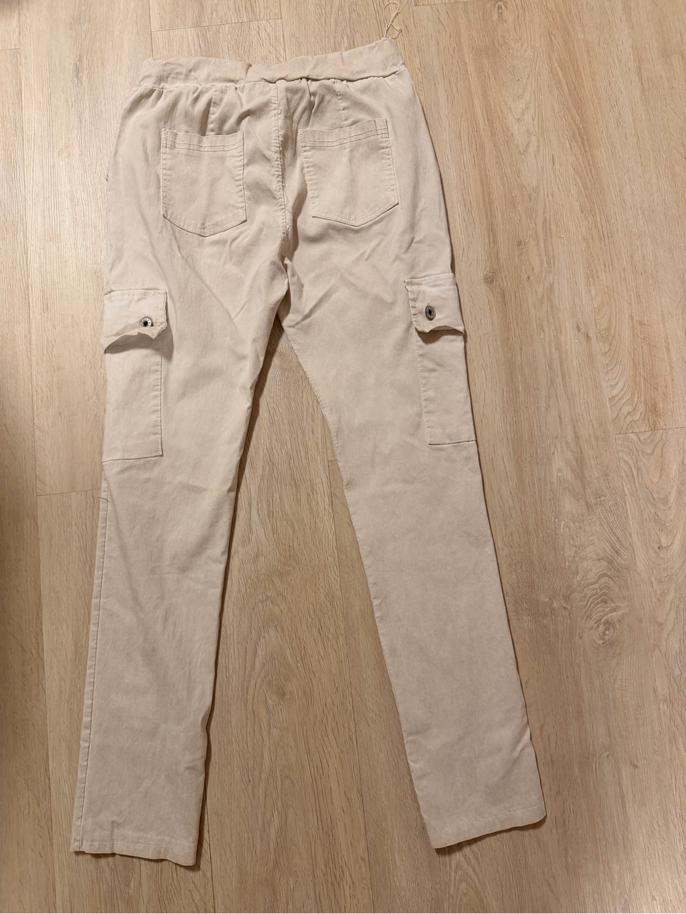 Women's Beige Cargo Joggers with Drawstring Waist - Picture 3 of 7